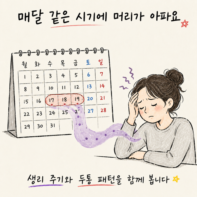 인천 송도 생리 전후 반복되는 호르몬성 두통 및 월경성 편두통 관리법