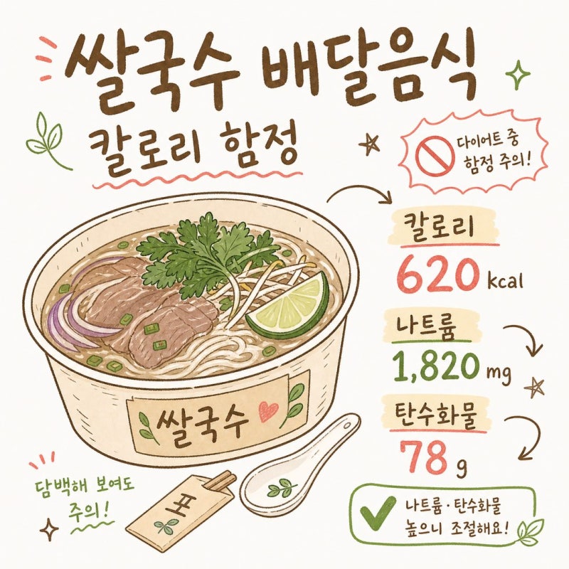 다이어트 쌀국수 배달음식 — 칼로리와 면 절반, 국물 줄이기