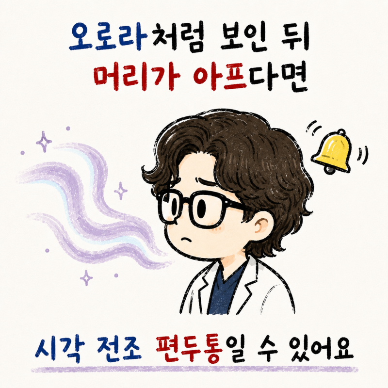 시각 전조 편두통, 눈앞에 오로라처럼 빛이 보인 뒤 한쪽 머리가 아프다면 | 인천 송도 두통