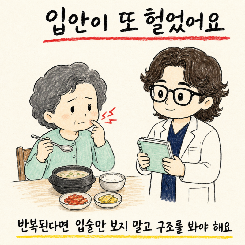 입안이 자꾸 헐고 입꼬리가 찢어질 때｜인천 송도 구내염·구순염·구각염
