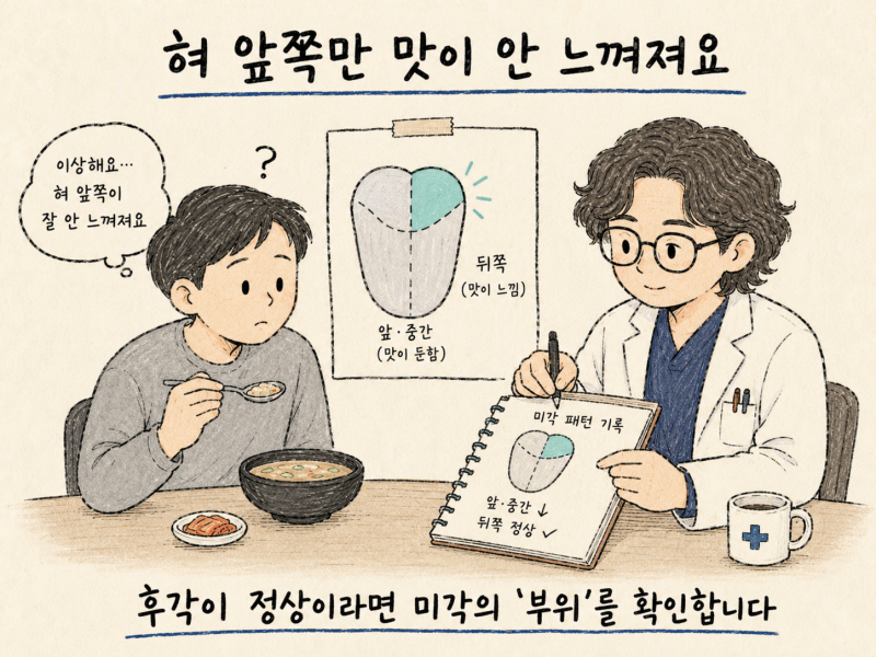 혀끝·혀 중간만 맛이 안 느껴져요 | 인천 송도 미각장애