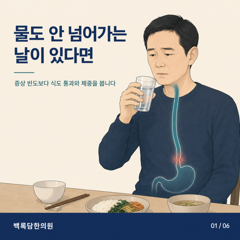 물도 안 넘어가는 날이 있다면, 아칼라지아를 역류성 식도염처럼 보면 안 됩니다 | 인천 송도 식도이완불능