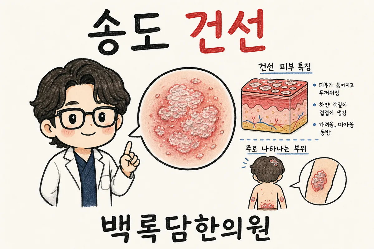 송도 건선, 겨울만 되면 하얀 비늘 올라와 가려워 잠을 못 잘 때