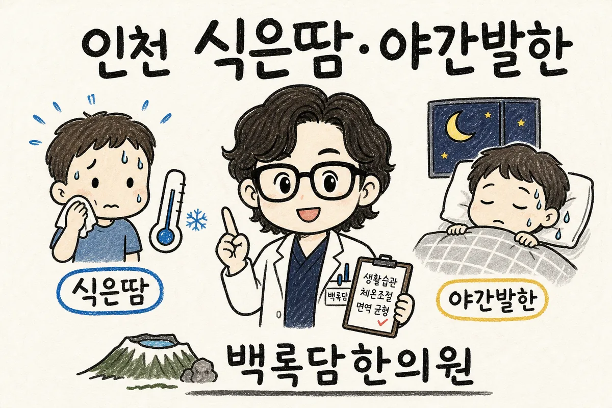 인천 남동구 식은땀·야간발한, 잠들면 온몸이 흠뻑 젖는데 검사는 정상일 때
