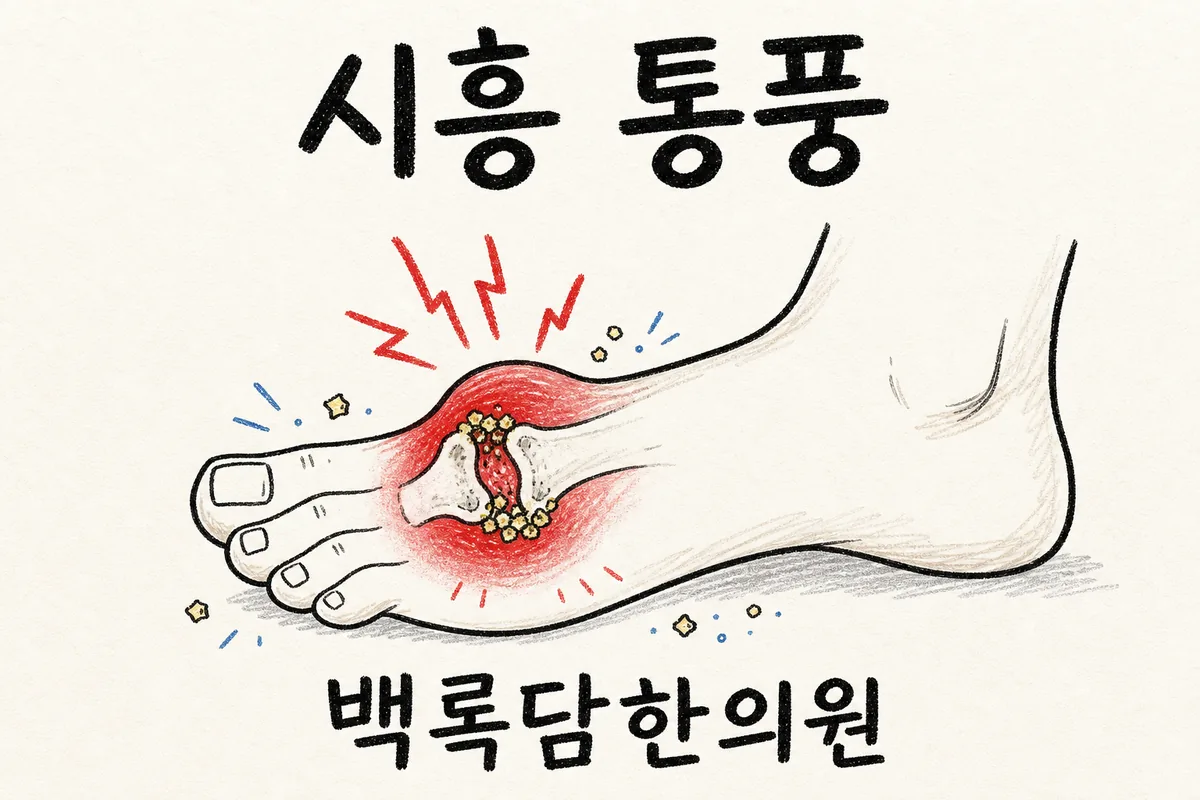 시흥 통풍, 외근 중 발가락이 부어 밤에 통증으로 깨어날 때
