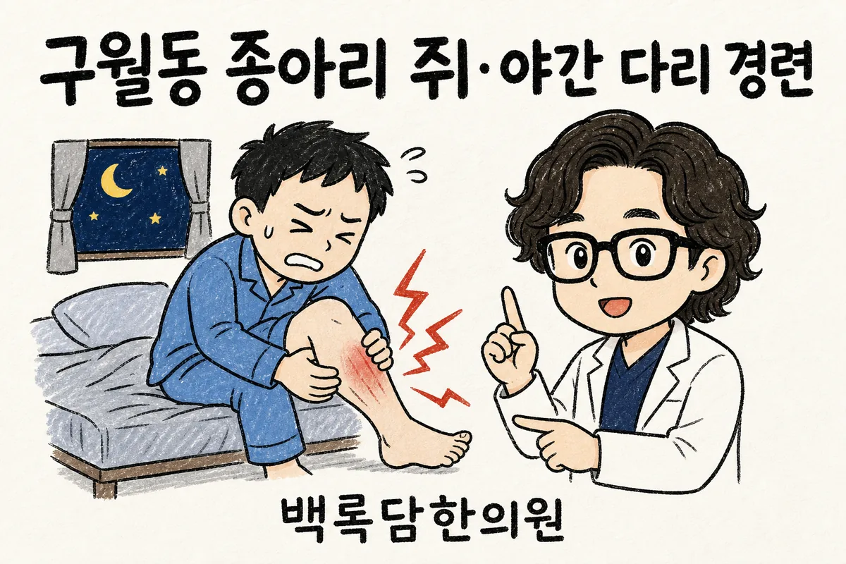 구월동 종아리 쥐, 서서 일하다 밤이면 다리가 꼬이듯 아파올 때