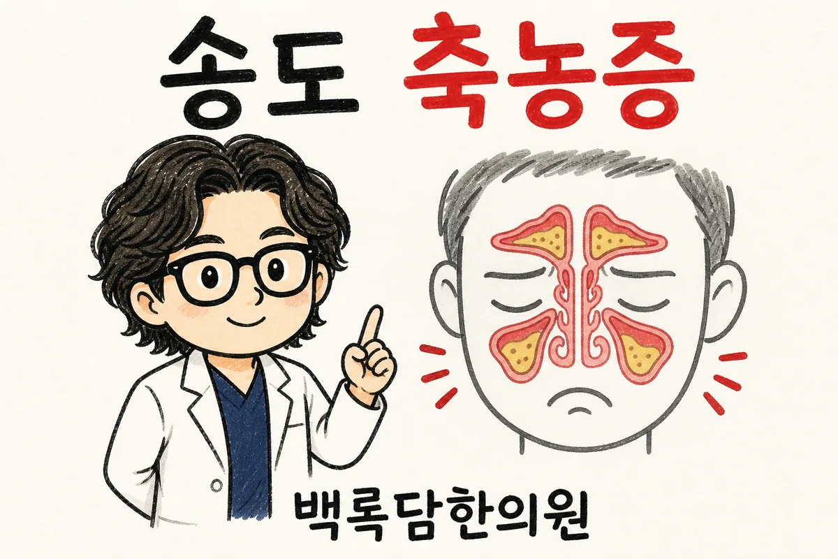 송도 축농증, 코막힘에 누런 콧물이 반복되어 머리가 둔해질 때