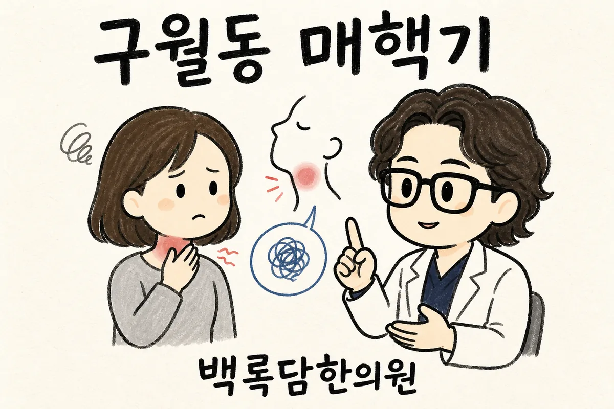 구월동 매핵기, 약을 먹어도 목에 걸린 느낌이 자꾸 도질 때