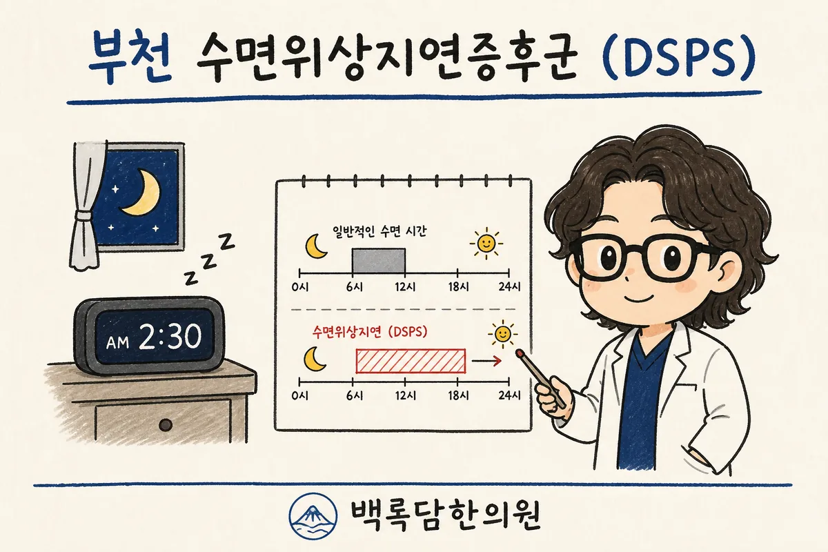 부천 수면위상지연증후군, 밤에 잠 안 오고 아침 출근이 두려울 때