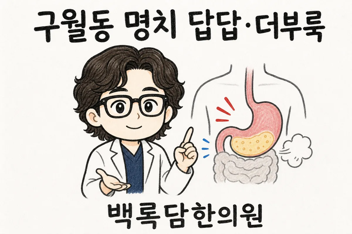 구월동 명치 답답·더부룩, 검사는 정상인데 밥 먹을 때마다 꽉 막히는 느낌이 반복될 때