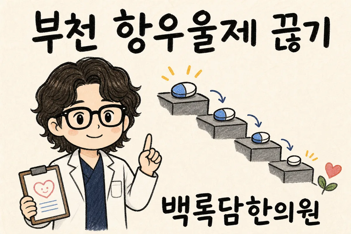 부천 항우울제 끊기, 약 줄이면 어지럽고 다시 도질 때