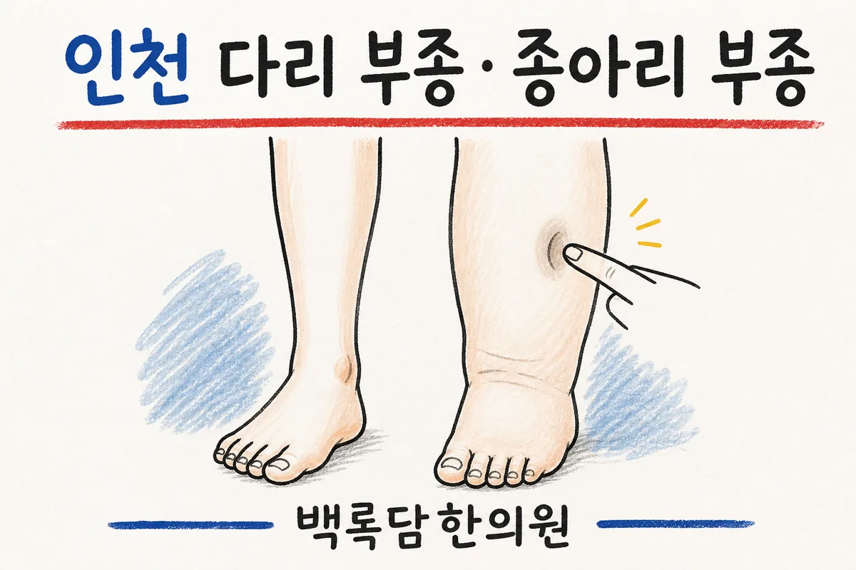 인천 다리 부종·종아리 부종, 자고 일어나도 다리가 무겁고 팽팽할 때