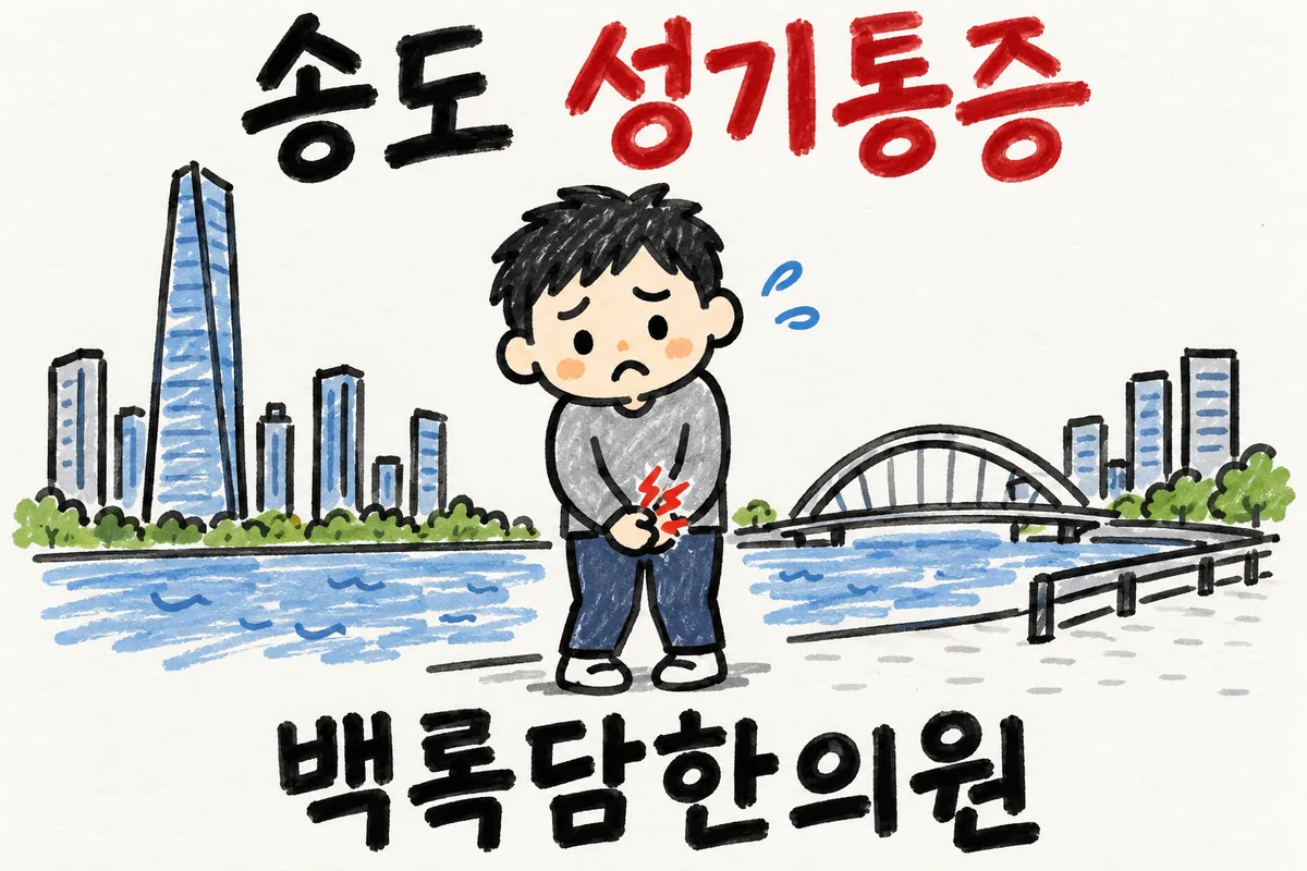 송도 음경통증, 밤이 되면 더 쑤시고 찌릿한 아래쪽 통증