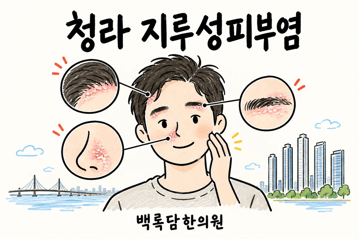 청라 지루성피부염, 머리와 얼굴이 자꾸 붉어지고 각질이 일어날 때