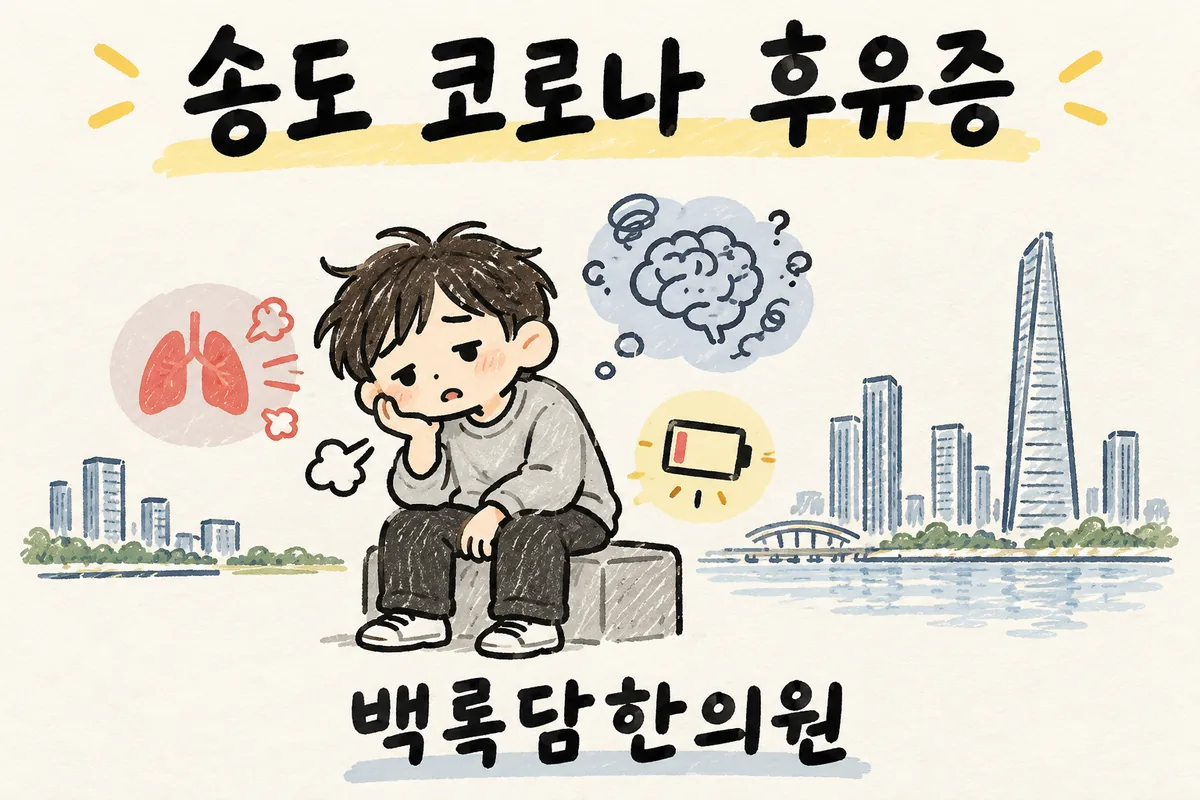 송도 코로나 후유증, 검사는 정상인데 기운이 안 돌와 자꾸 지칠 때